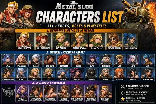 Metal Slug Awakening Characters List